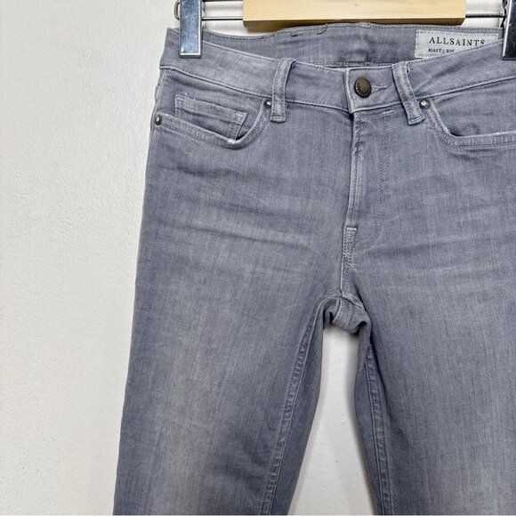 AllSaints Womens 25 Mast Skinny Zip Grey Jeans - Picture 4 of 16
